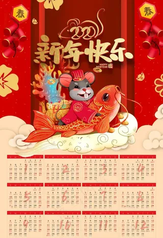 鼠年挂历图片