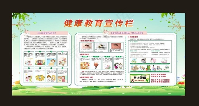 校园健康教育宣传栏图片cdr矢量模版下载