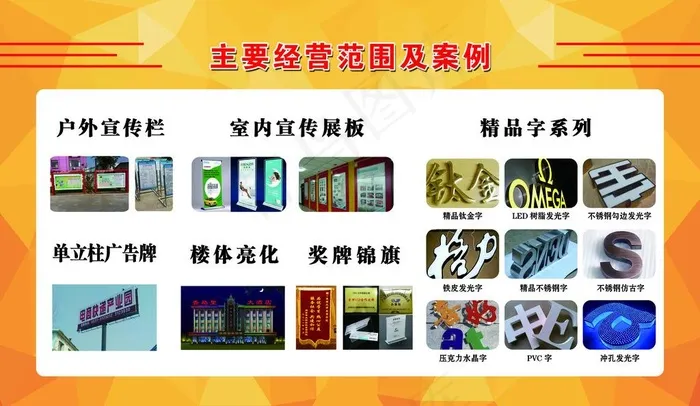 广告公司经营范围及案例图片(4380X2679(DPI:72))psd模版下载