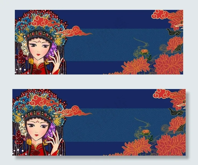中国风国潮背景插画图片psd模版下载