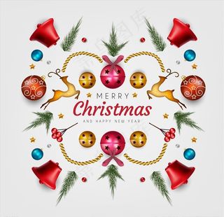 圣诞节 铃铛 鹿 圣诞树 礼花图片