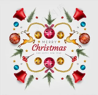 圣诞节 铃铛 鹿 圣诞树 礼花图片