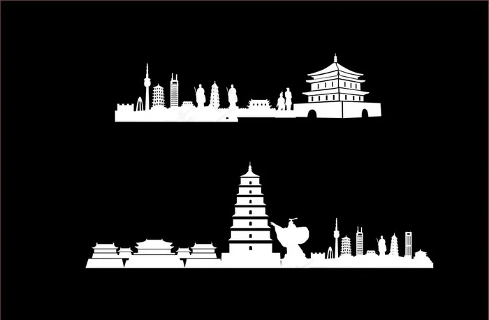 西安建筑图片ai矢量模版下载