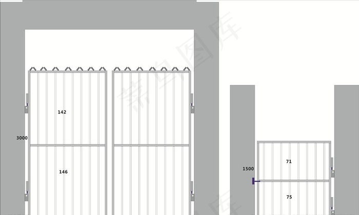 铁门施工图图片cdr矢量模版下载