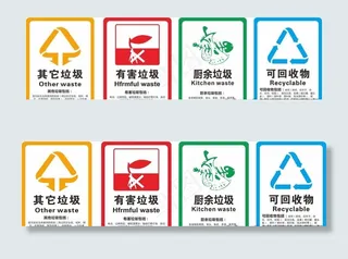 垃圾 分类 标示牌 素材 贴纸图片