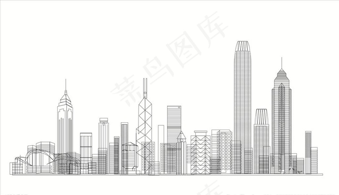 城市线条图图片eps,ai矢量模版下载