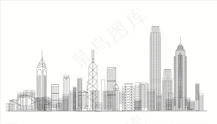 城市线条图图片eps,ai矢量模版下载