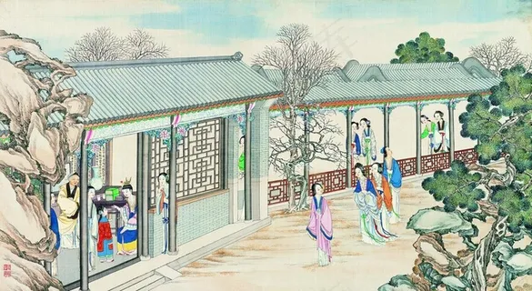 古代市井工笔画图片