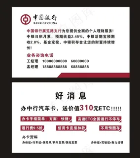中国银行名片图片