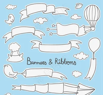 白色条幅与丝带图片