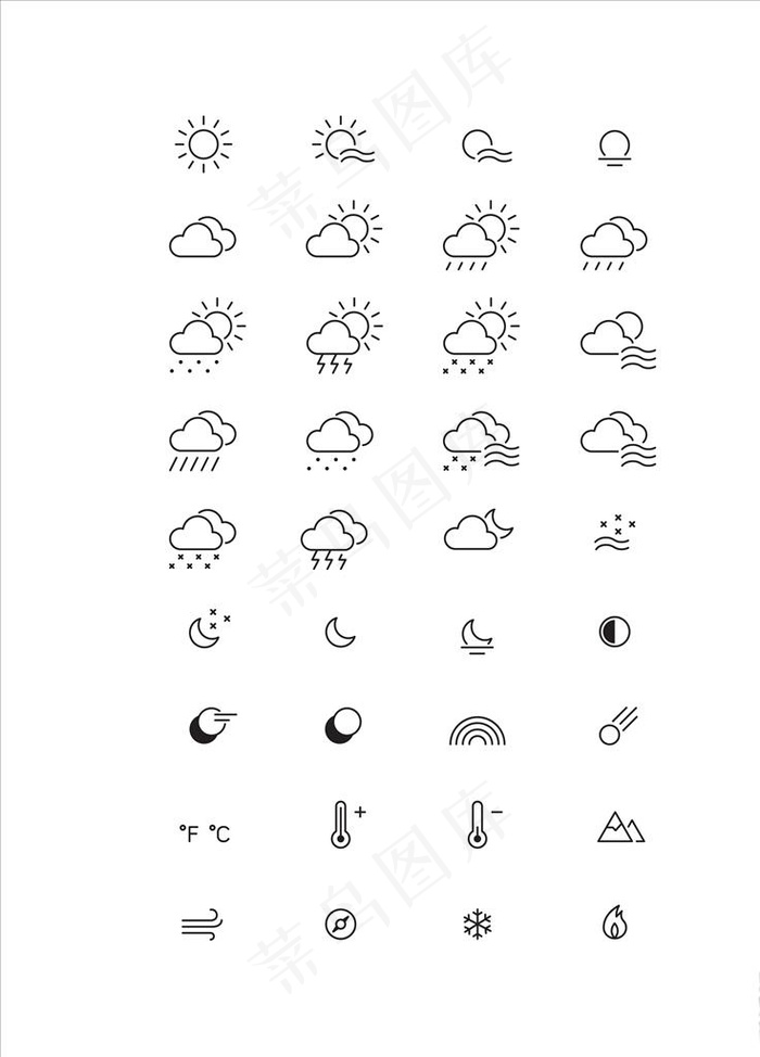 天气图标图片ai矢量模版下载