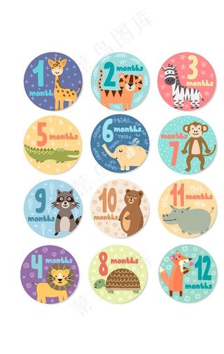 少儿卡通动物标签图片