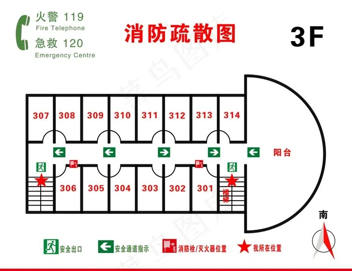 消防疏散图图片psd模版下载