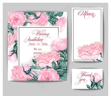 唯美粉色浪漫唯请柬贺卡矢量素材图片