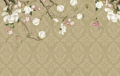 玉兰花欧式花纹背景墙图片