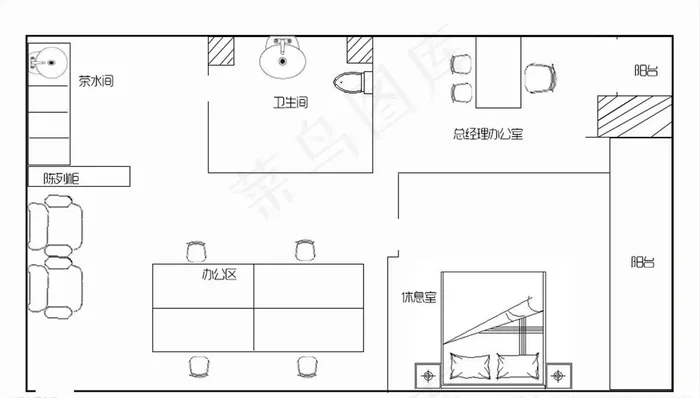 办公室室内平面图图片psd模版下载