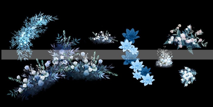 蓝色花艺图片psd模版下载
