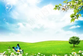 蓝天白云草地图片