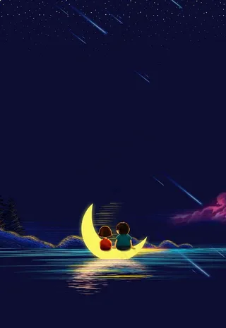 六一 儿童 手绘 星空 蓝色图片