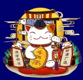 招财进宝年年有余喜庆祝福招财猫图片