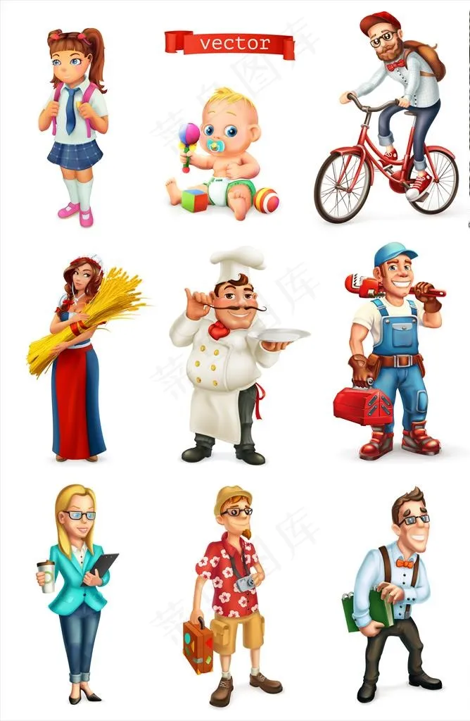 卡通人物图片ai矢量模版下载
