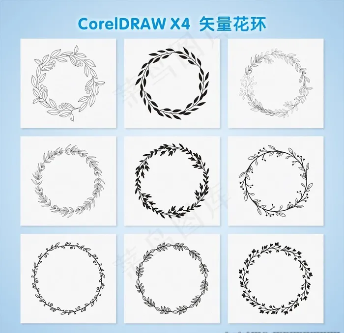 黑白花环图片cdr矢量模版下载