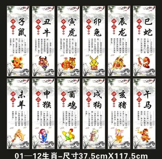 12生肖文化展板十二生肖图片