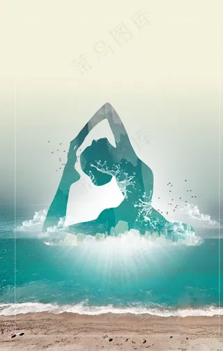 绿色瑜伽海报背景图片