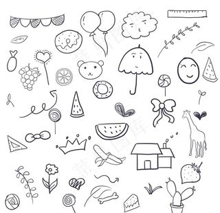 卡通手绘简笔画矢量元素图片