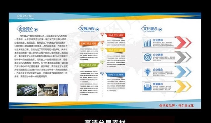 简洁企业文化墙形象墙展板图片ai矢量模版下载