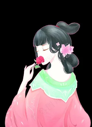 手绘美女抠图图片