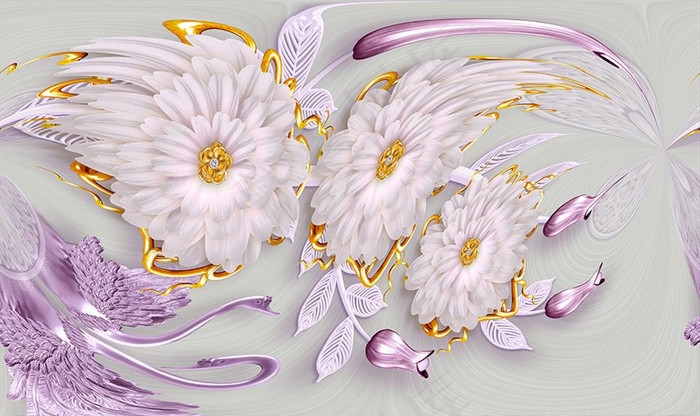 花朵立体电视背景墙图片