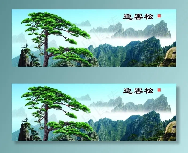 迎客松图片(4134X1564(DPI:300))psd模版下载