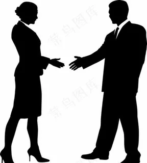 黑白曲线人物剪影握手图片