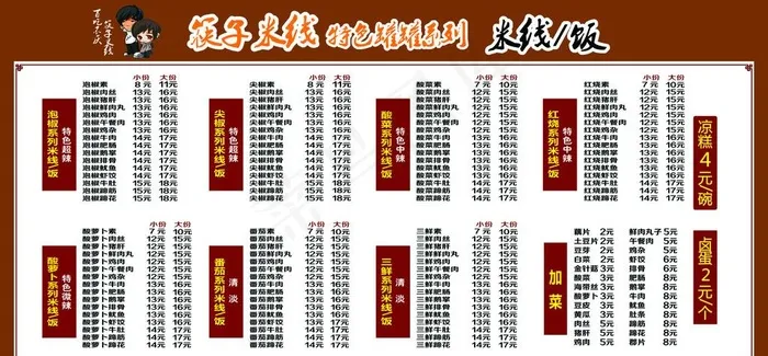 米线价目表  香飘飘价目表图片cdr矢量模版下载