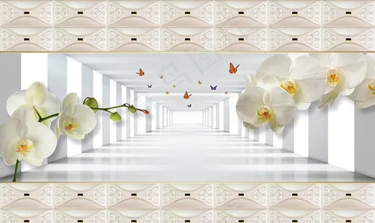 蝴蝶兰立体软包背景墙图片 蝴蝶兰立体软包背景墙图片