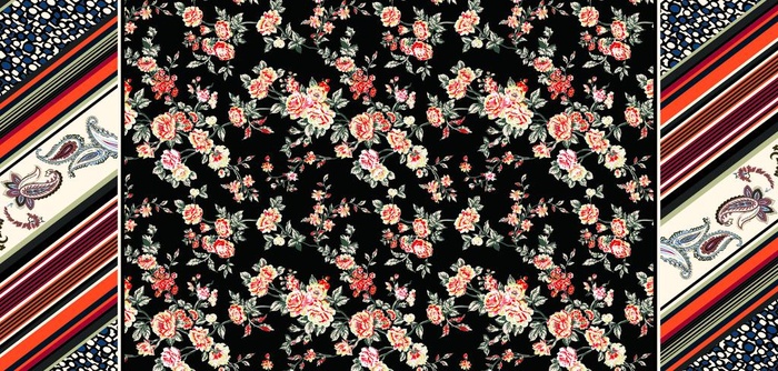 双边定位花 数码印花 几何图片