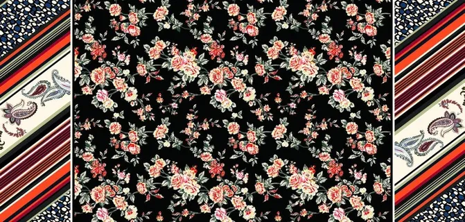 双边定位花 数码印花 几何图片