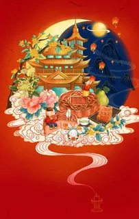 中秋插画图片