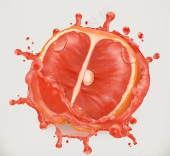 被果汁包裹的红心柚子矢量素材图片