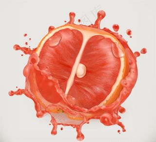 被果汁包裹的红心柚子矢量素材图片