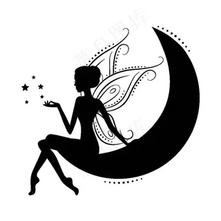 小仙女 花仙子 剪影 女孩 黑图片