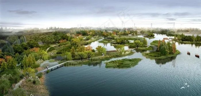 城市湿地沼泽公园效果图图片(4000X2250(DPI:72))psd模版下载