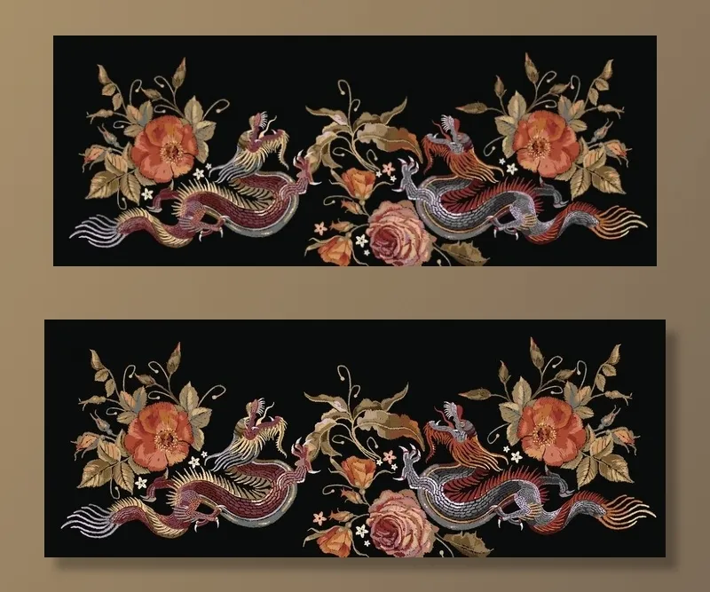 龙纹印花图片eps,ai矢量模版下载