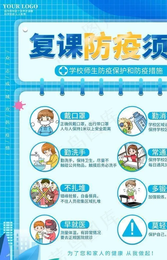 复课防疫须知图片(3543X4724(DPI:150))psd模版下载