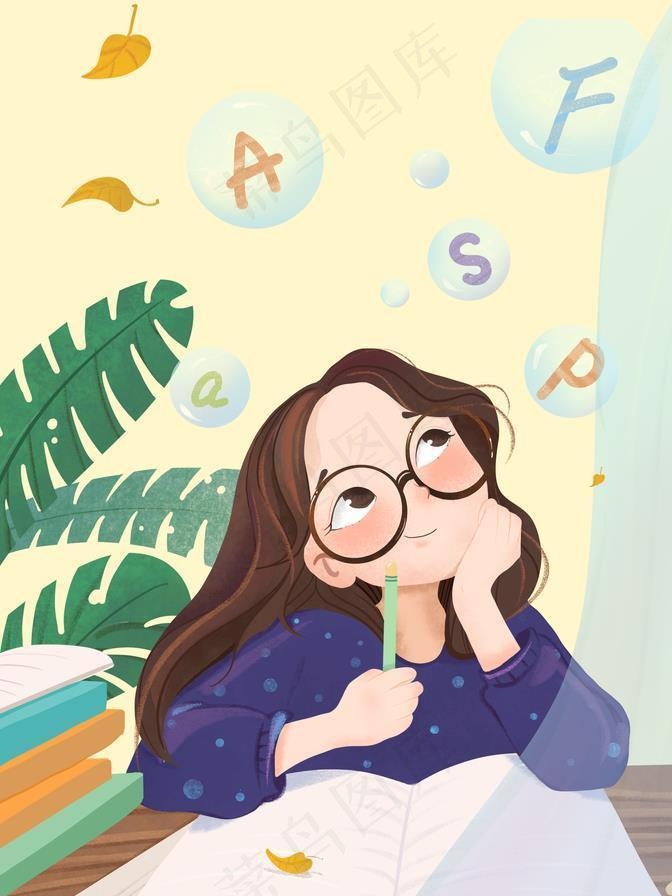 学习思考插画图图片