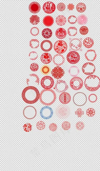 红色喜庆剪纸圆形窗花剪纸中国风图片