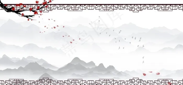 意境山水图片psd模版下载