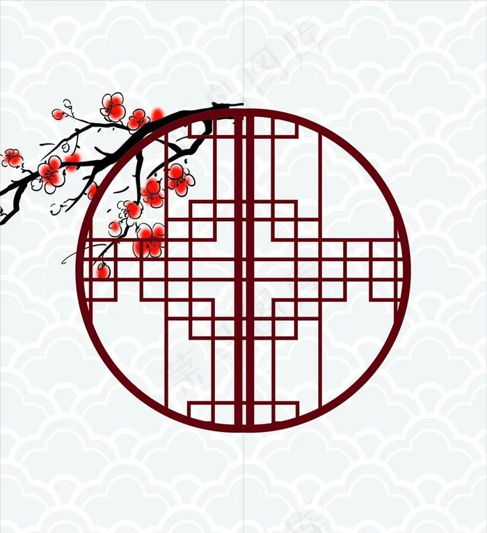 新中式风  玻璃贴  门  窗图片cdr矢量模版下载