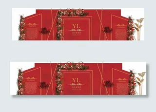 红色大理石婚礼图片